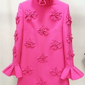 Elegant Pink Floral Embellished Dress